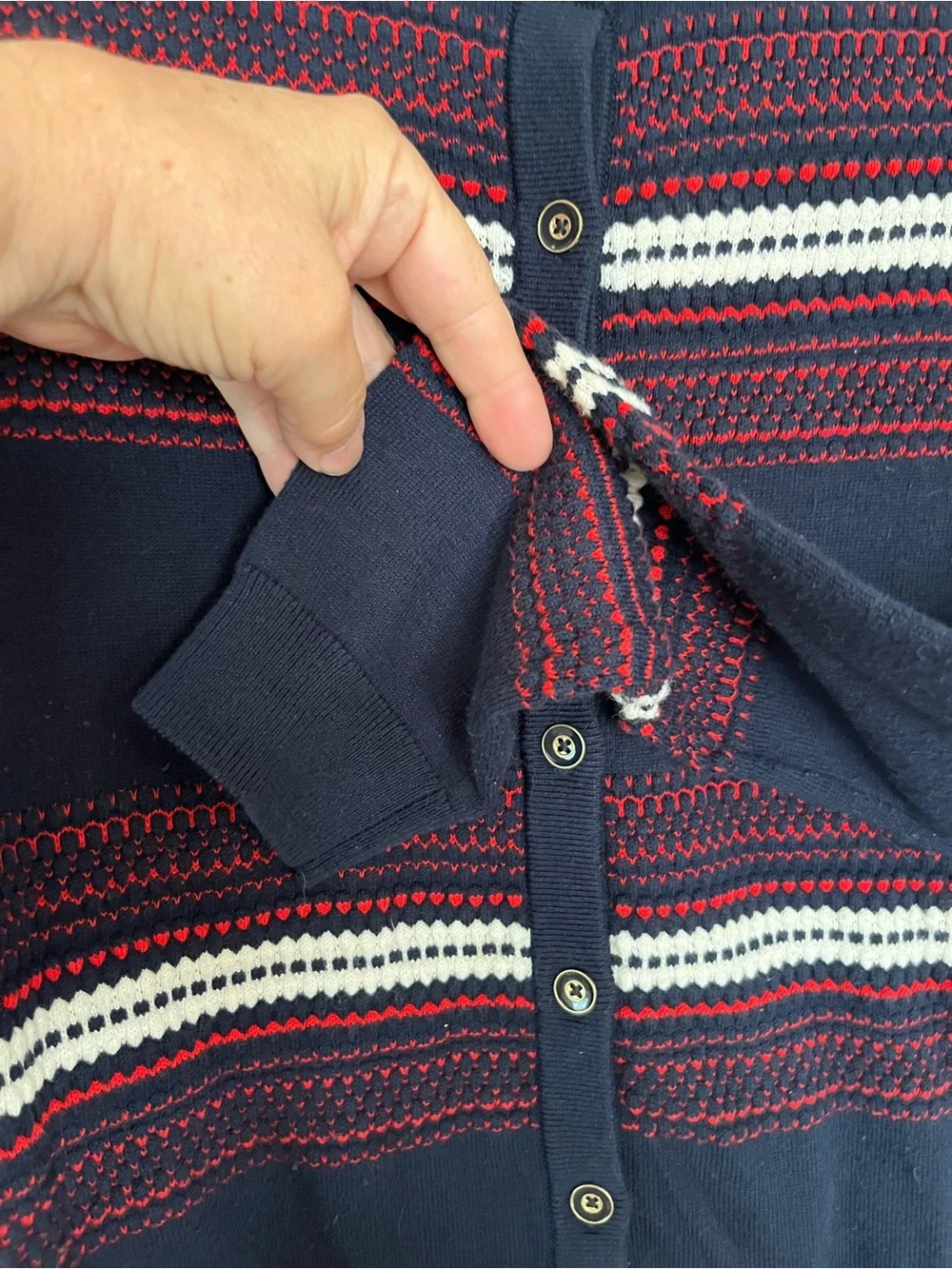 Tommy Hilfiger Women’s SzM Navy, Red, White Stripe Button-Front Cardigan